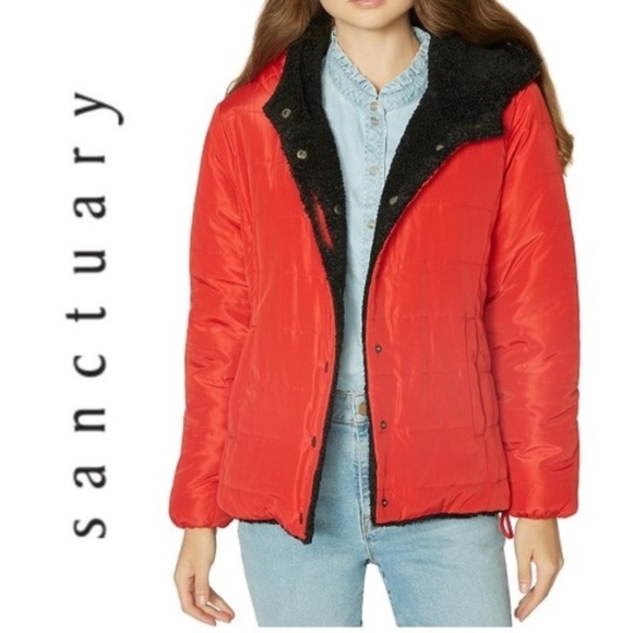 NWT SANCTUARY Reversible Sherpa Puffer Jacket Coat - Picture 1 of 6